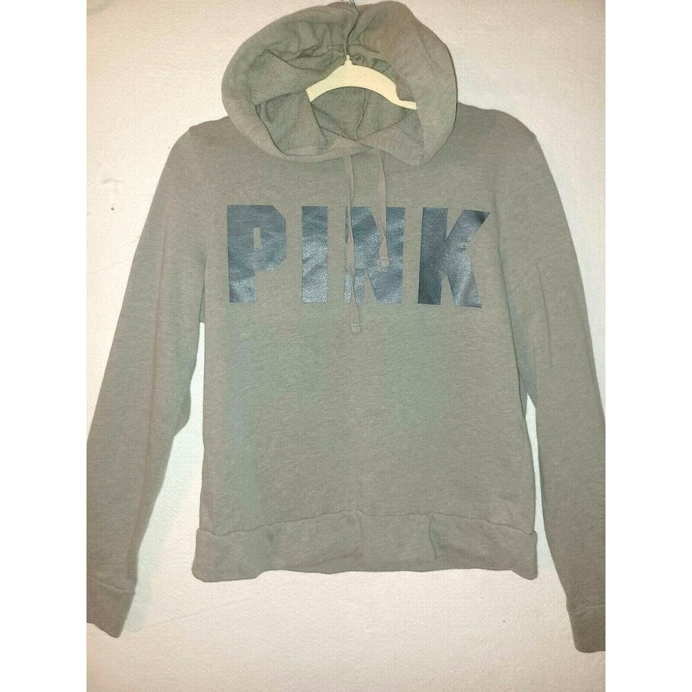 Victoria Secret PINK NEW hoodie XS Logo Bling gray fleece pullover sweatshirt